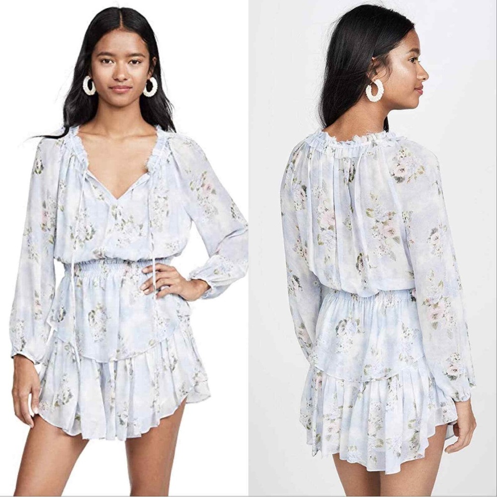 LoveShackFancy Popover Silk Mini Dress